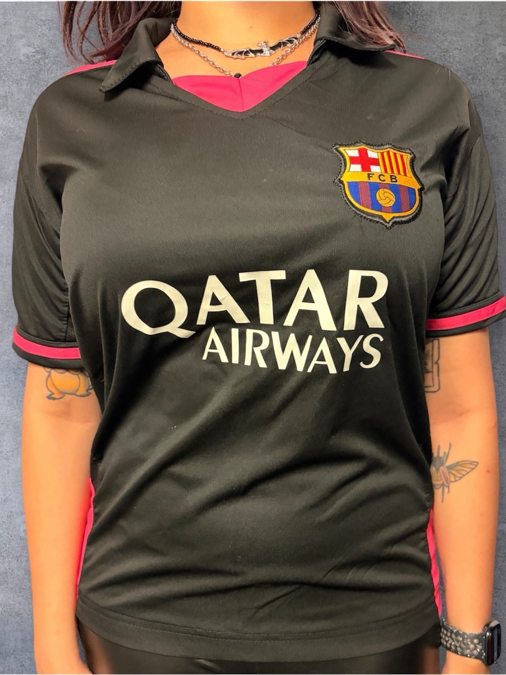 Black & Pink Qatar Airways Men's Jersey